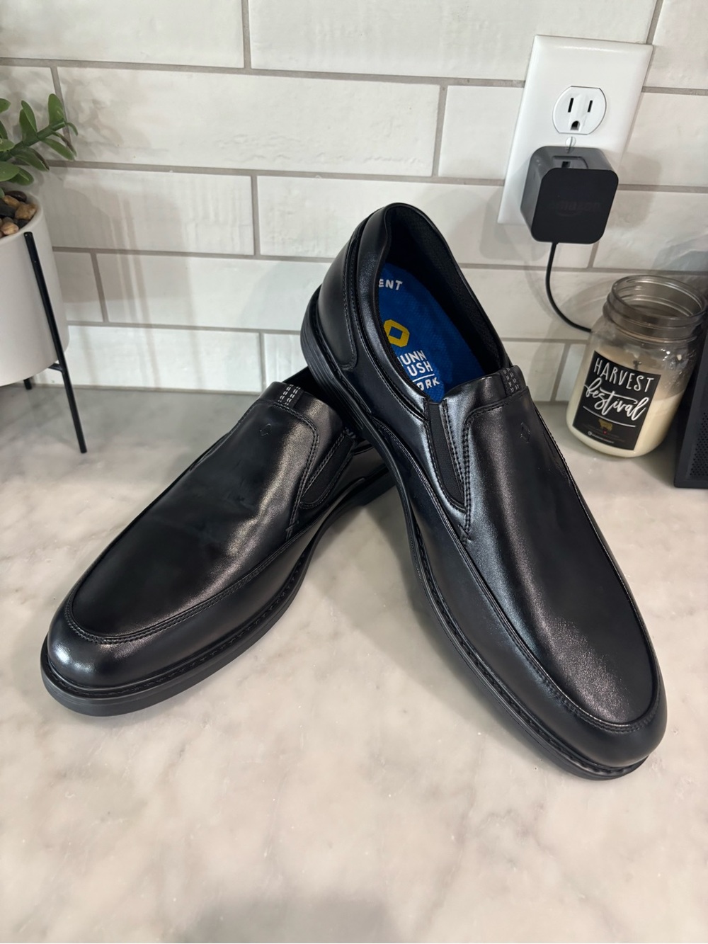 Nunn Bush Black Leather Slip-On Loafers